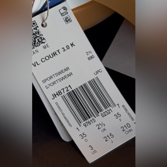 NIB ADIDAS VL COURT 3.0 KIDS CLOUD WHITE/ROYAL BLUE/BETTER SCARLET JH8721 - Picture 16 of 16